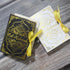 Golden Ramadan gift box with Quran-themed ornaments and decorative elements for Ramadan celebrations.