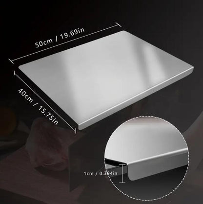 RoyalSavings stainless steel chopping board with non-slip surface, ideal for kitchen cutting and household food preparation.