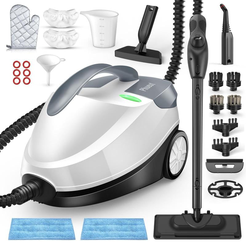 RoyalSavings 1800W high-pressure steam cleaner with 1.5L tank and 28 attachments for versatile, chemical-free home floor cleaning