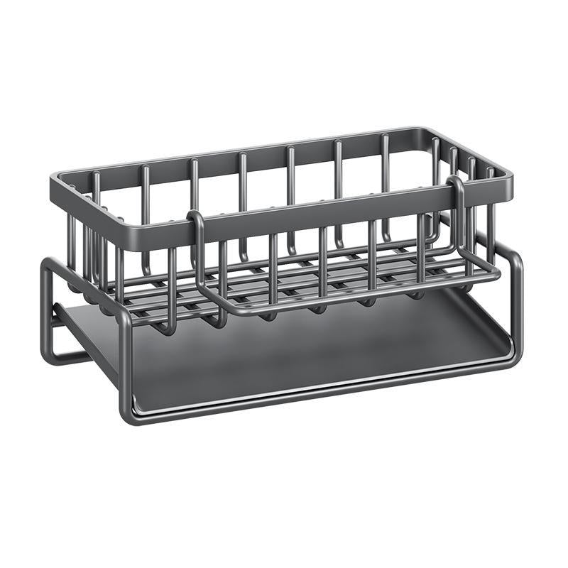 RoyalSavings waterproof steel kitchen sink drying rack with hanging design, multifunctional storage for dishes and utensils.