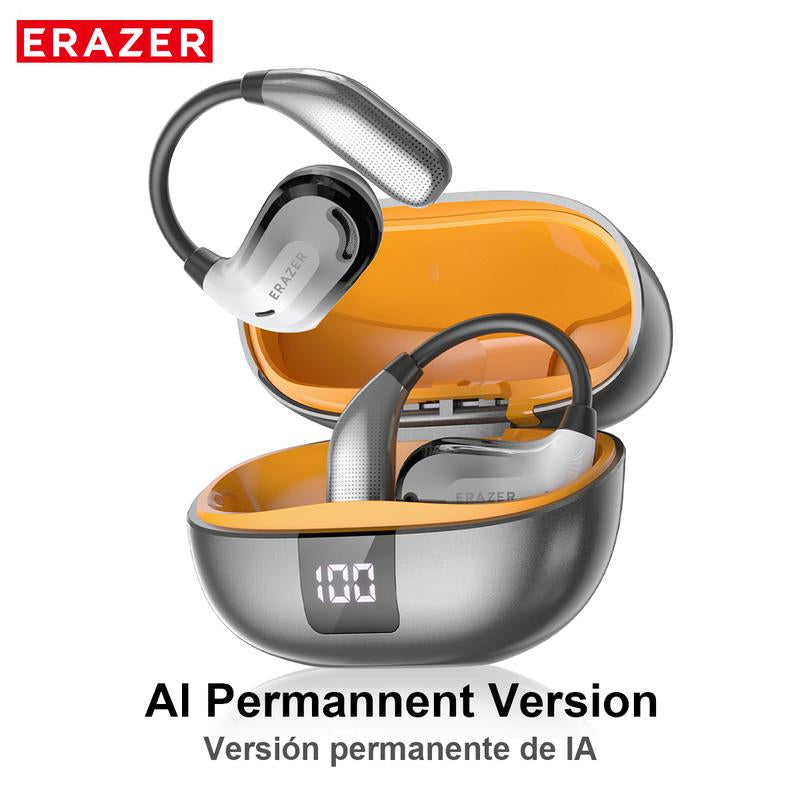 RoyalSavings ERAZER Xt66Pro OWS wireless Bluetooth earbuds with built-in mic, supporting 135 languages, real-time translation, and HiFi sound.