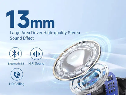 Wireless EDYELL C16 earbuds by RoyalSavings with Bluetooth 5.3, waterproof design, shown in black with charging case