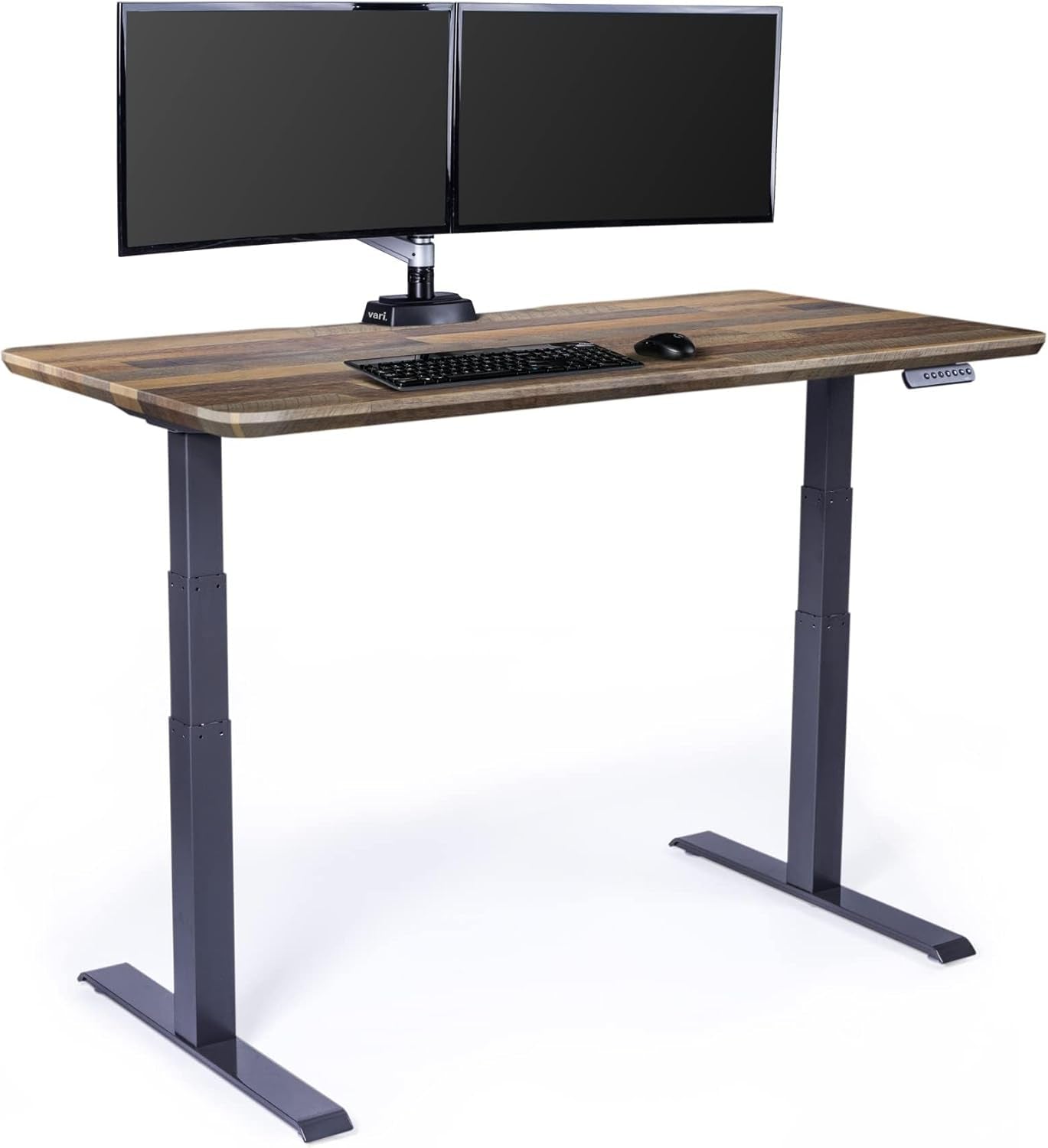 Electric standing desk by RoyalSavings with dual motors and adjustable height, showcasing a sleek workspace setup.