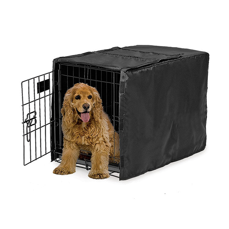 Golden waterproof and dustproof pet cage with secure door and ventilation for outdoor use.