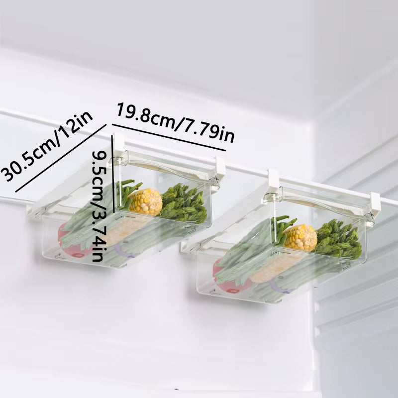 RoyalSavings fridge drawer storage box for fruits, eggs, and vegetables, with clear compartments for organized kitchen storage.